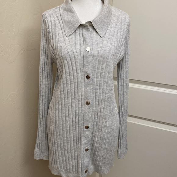 White House Black Market Sweaters - White House Black Market cardigan Women’s Cashmere blend Ribbed Sweater Grey L
